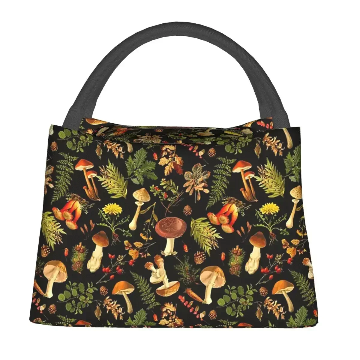 Thanksgiving Mushrooms Harvest Botanical Night Garden Lunch Bags Insulated Bento Box Picnic Bags Cooler Thermal Bag for Woman