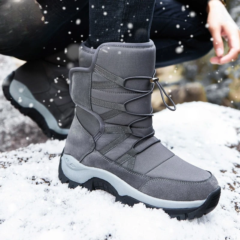 

Plush Winter Snow Boots High-top Cotton Shoes Warm Outdoor Walking Hiking Shoes Unisex Anti-slip Boots Wear-resistant