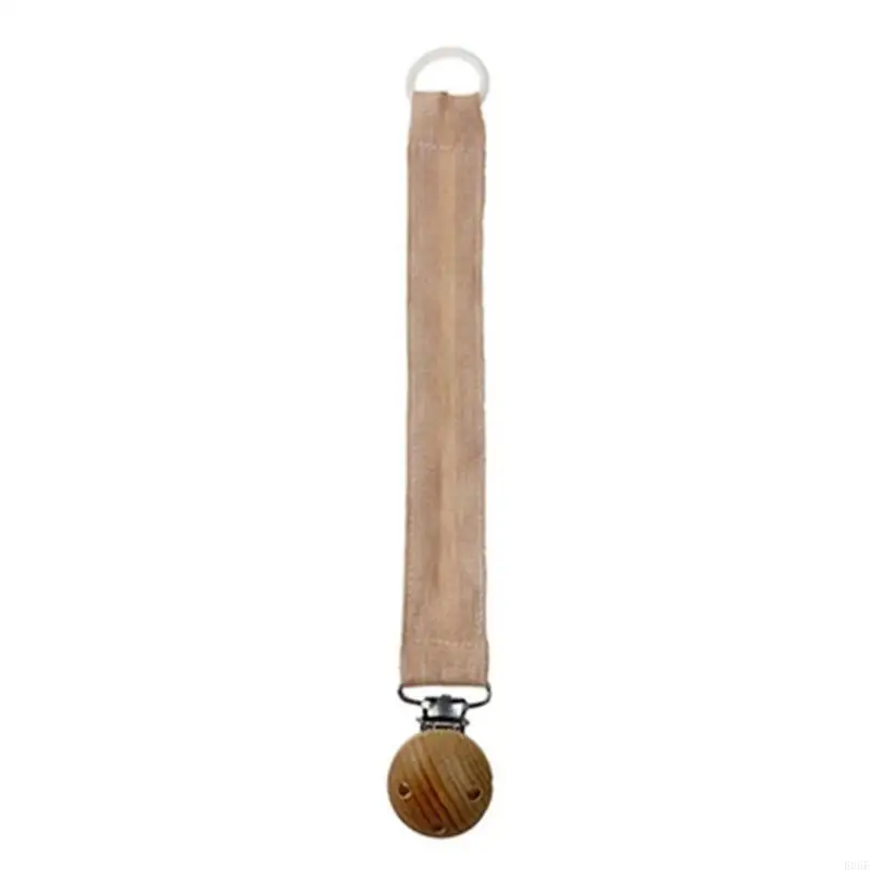

E06F Baby Cotton Pacifier Chain Wooden Clips BPA for Infant Newborn Shower Gift