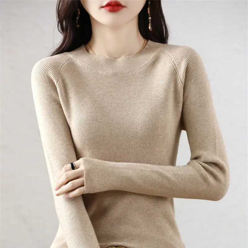 Chic Solid Versatile Knitwear Pullover 2026 New Autumn Winter O-Neck Knit Base Top Slim Figure-Hugging Inner Layer Women Sweater
