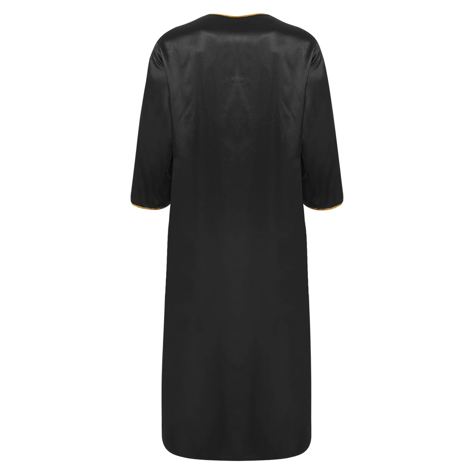 Mens Arab Priest Roleplay Robe Long Sleeve Metallic Shiny Patchwork Gold Trim Retro Arabian Costume for Halloween Padre Cosplay