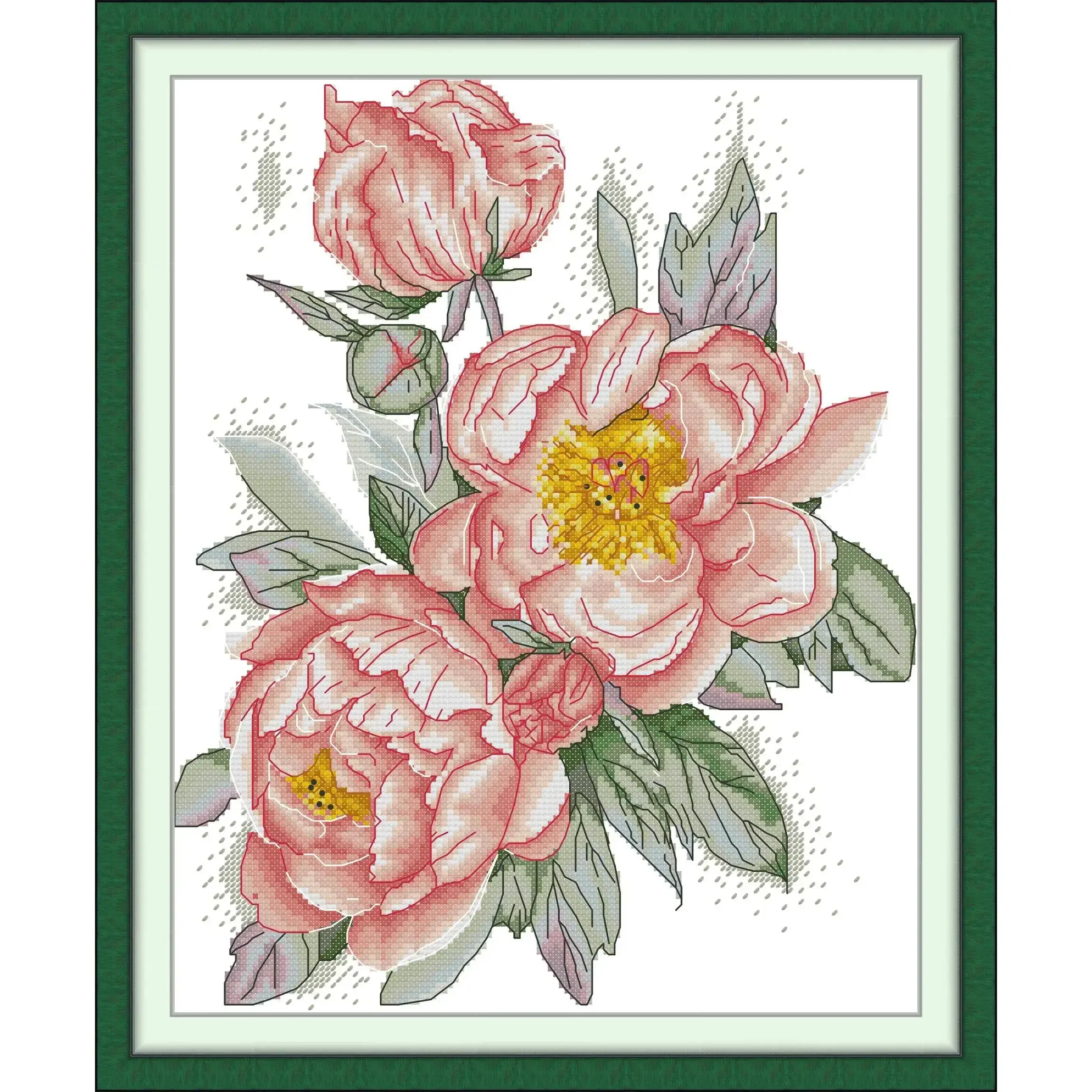 

Joy Sunday Pre-printed Cross Stitch Kit Easy Pattern Aida Stamped Fabric Embroidery Set-Peony 3