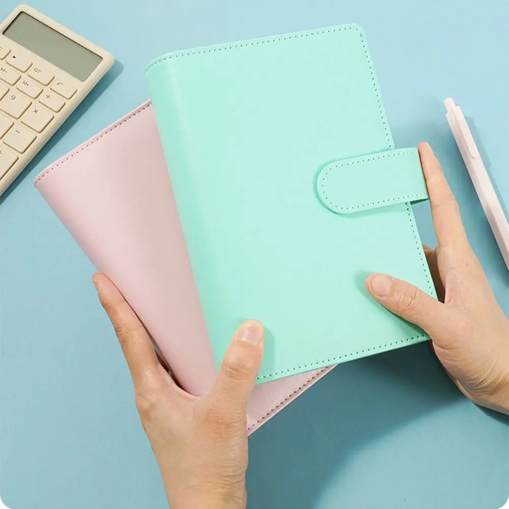Pu Leather Loose-Leaf Notebook A6 Macarone Color Budget Binder 6 Holes Binder Magnetic Buckle Planner Organizer