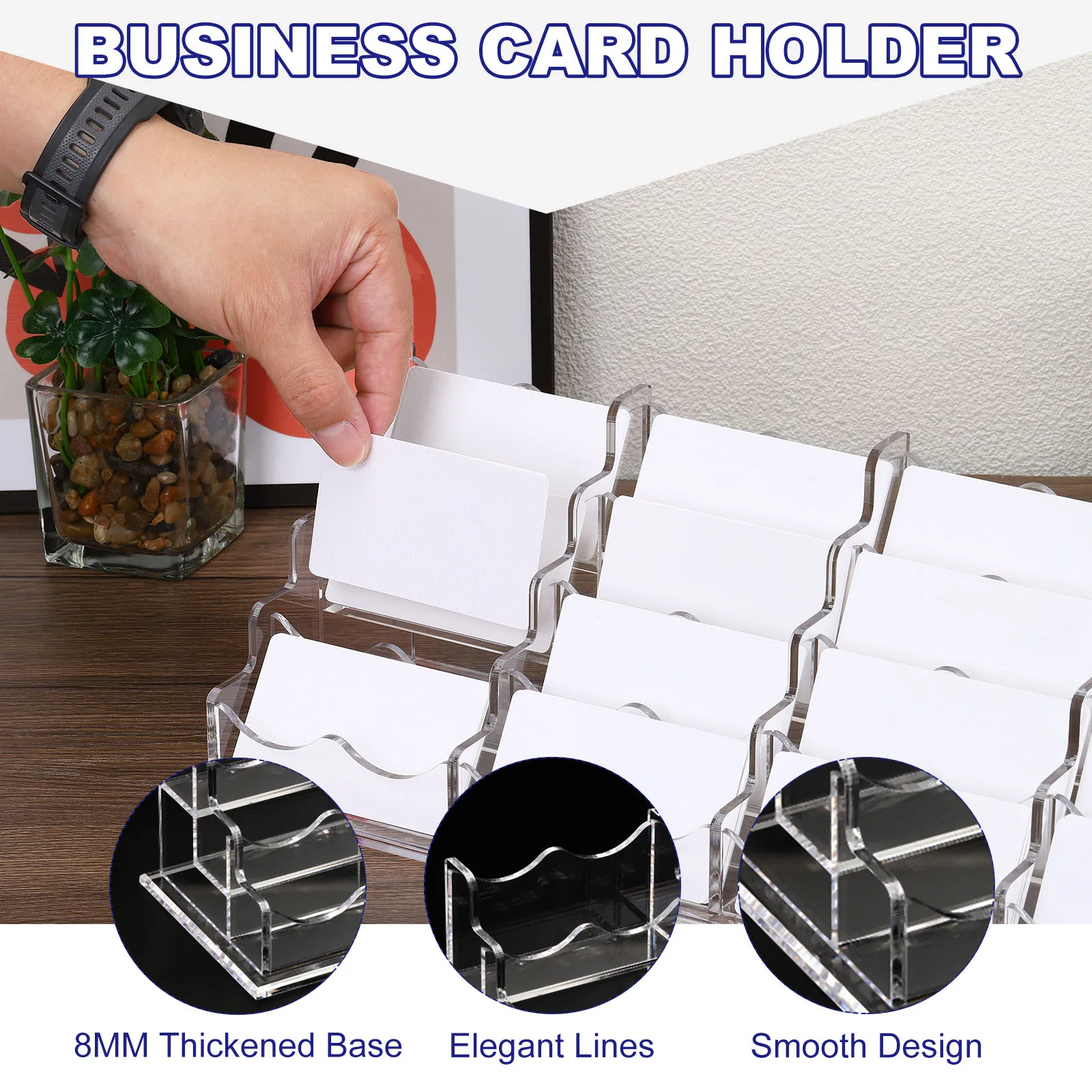 1Pcs Clear Acrylic Desktop Business Card Holders Display Stands Transparent Card Case Box 3 Tiers 9 Slots School Office Supplies