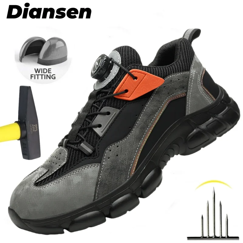 

Новые рабочие кроссовки с поворотной пряжкой, легкая защитная обувь, безопасная промышленная устойчивая к проколам мужская обувь со стальным носком