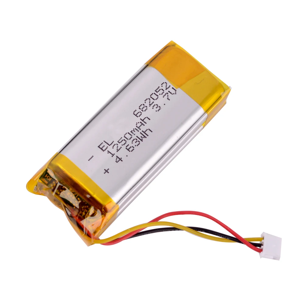 682052-1S-2P 3.7V 1250 mAh Rechargeable Lithium Li-ion Li Polymer Battery For Pet GPS Hunting dog GPS DVR MP3  682052