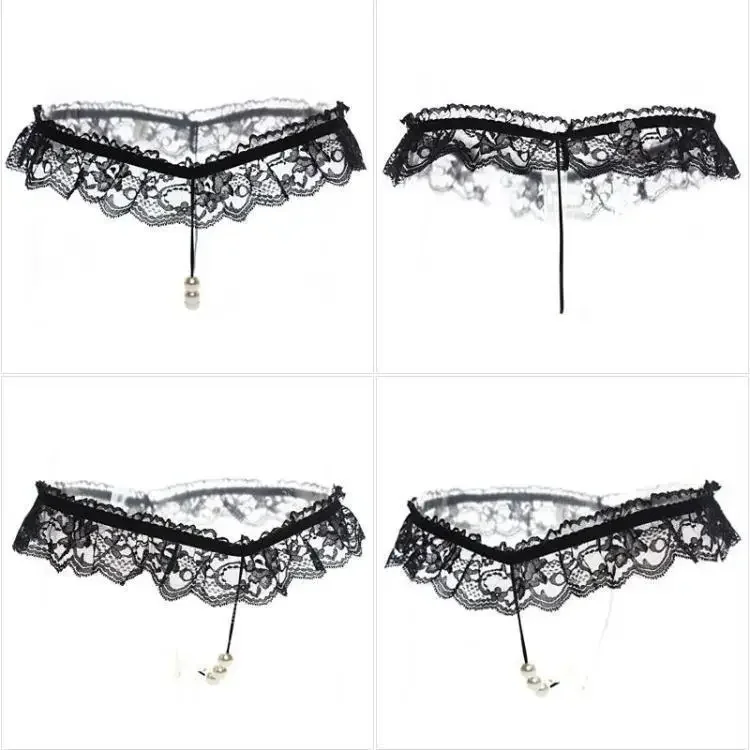 Follow Store Fan Welfare Uniform Size Lace Women's T-pants Thong Pearl Underwear Massage Fun Underwear Open Range Underwear