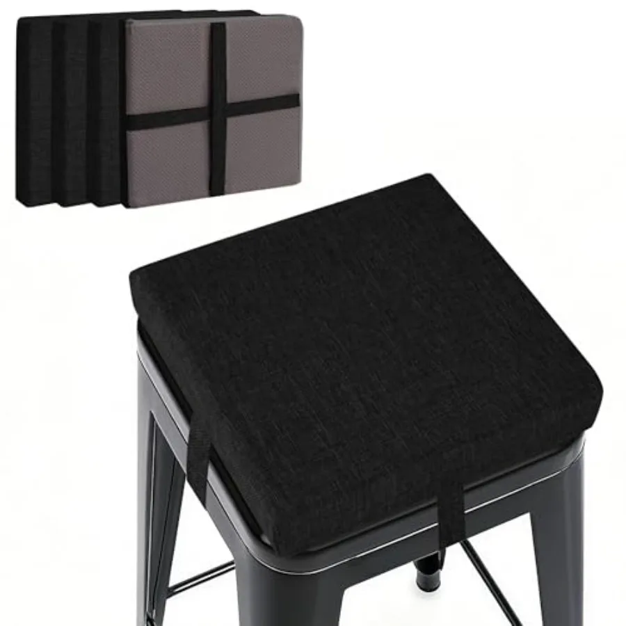 

Non-Slip Bar Stool Cushions Square 12 x 12 x 2 inch Small Bar Stool Cushion Set of 4 with Machine Washable Cover Chair Pads wit