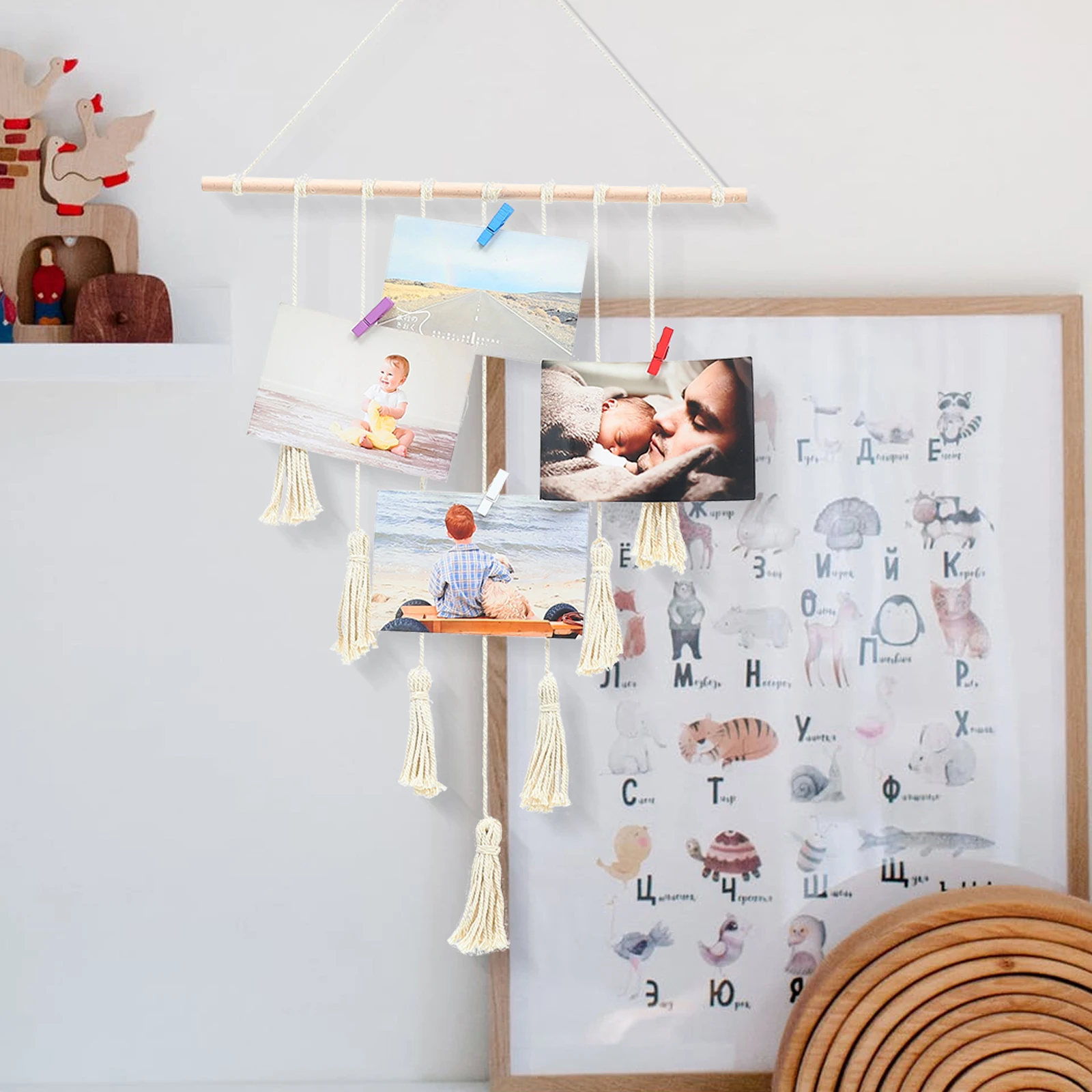 

Tassel Tapestry Wall Hanging Decor Home Bohemian Wood Bead Pendant Cotton Thread Material Long Lasting