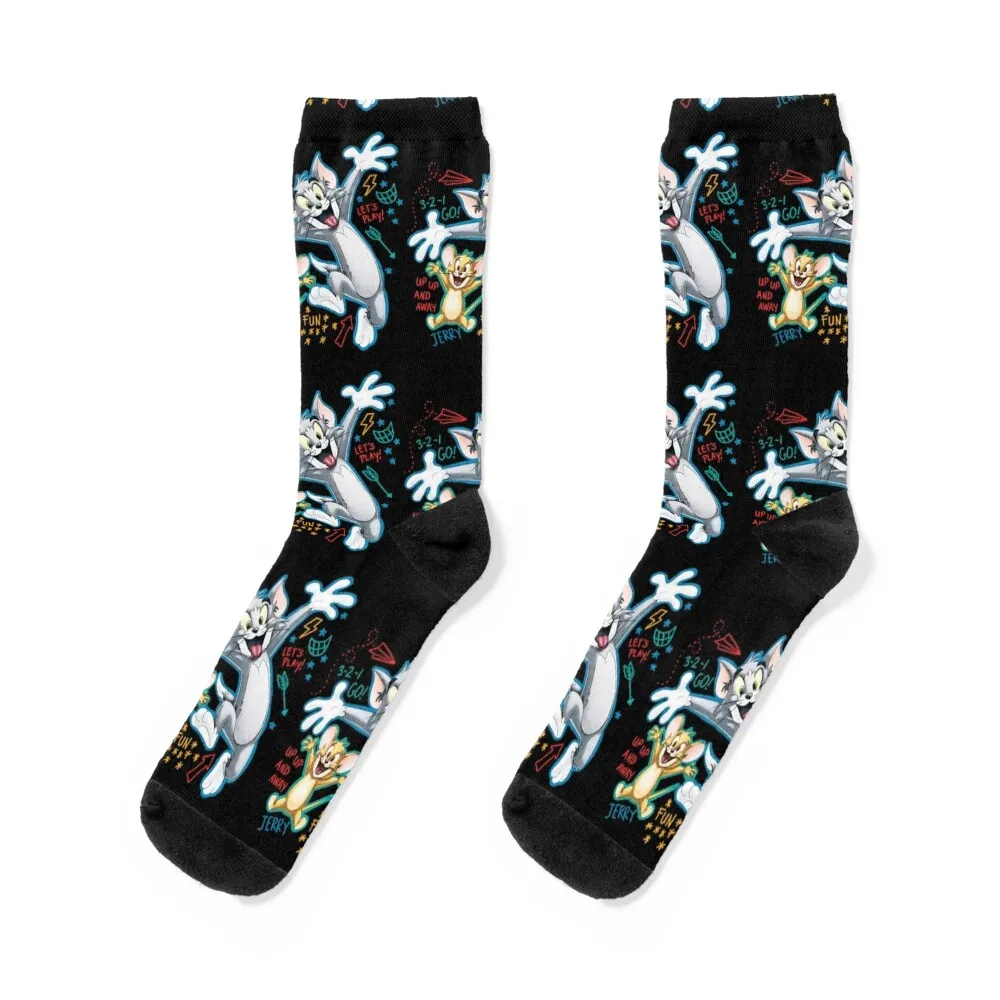 

Let's Play Up Up And Away Cat And Mouse Socks cute cotton FASHION retro Socks Women's Men's