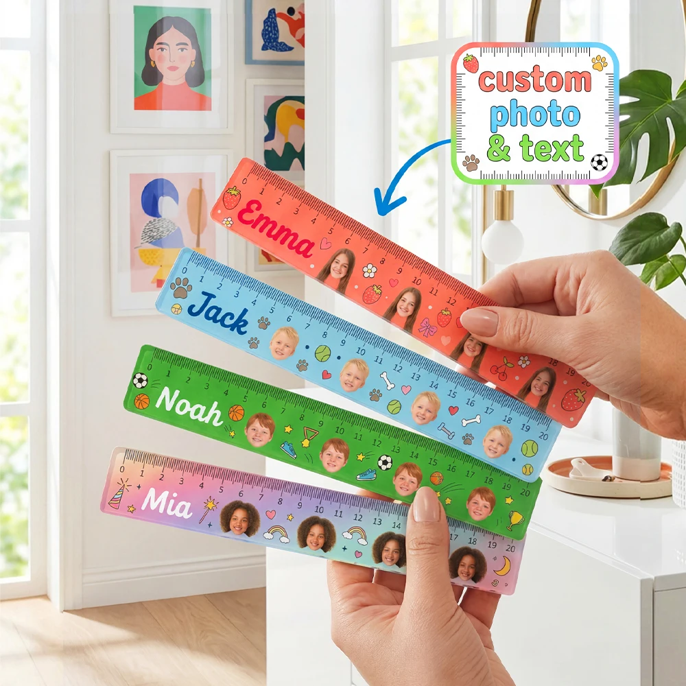 Personalized Custom Ruler,Custom Face Image & Text,Colorful Stationery,Birthday Present,Primary Students,Homework,Art Sketching