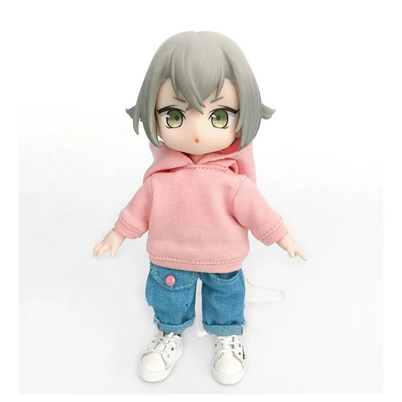 Ob11 boneca pano moda casual topo obitsu 11 acessórios camisola com capuz multicolorido listrado roupas for1/12 bjd gsc dod bonecas