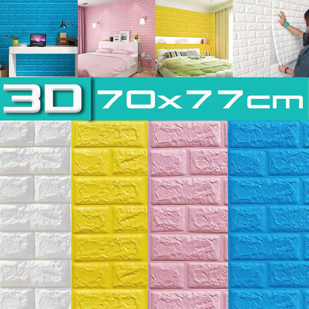 

10pcs 3D Self-adhesive Foam Brick Thicken Wallpaper Waterproof and Oilproof DIY Wall Sticker Room Living Room Home Decoration