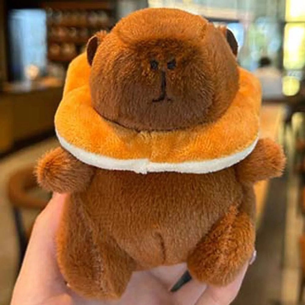 Brauner weicher Capybara Schlüsselanhänger Hamburger Lustiger Tieranhänger Toast PP Baumwolle Cartoon Schlüsselanhänger Damen