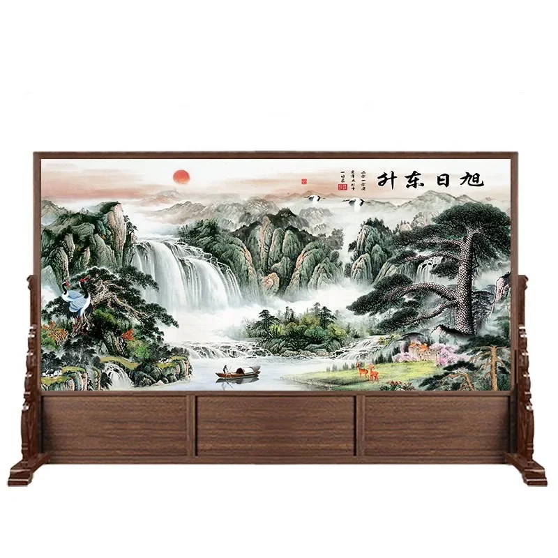 

Solid wood screen, modern Chinese living room partition, the company enters the door to block the office entrance, and