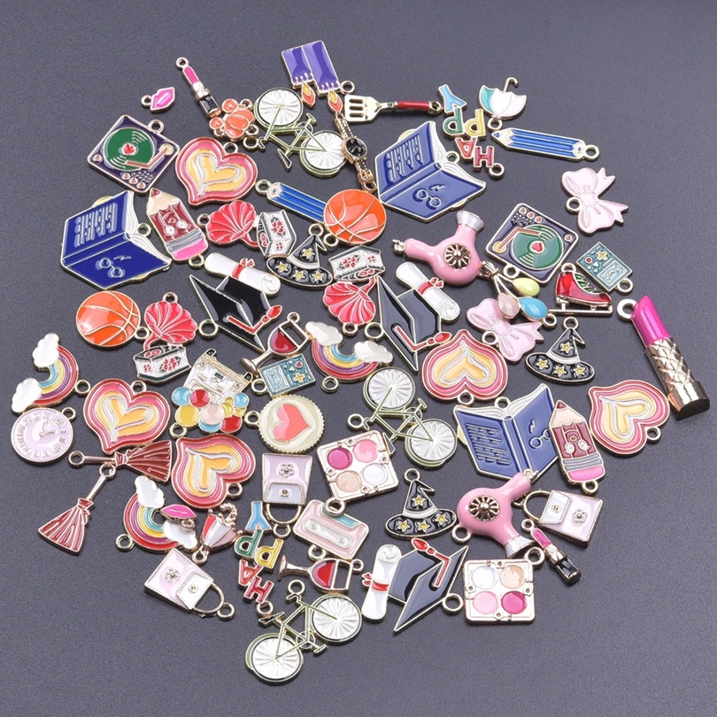 Bedeltjes Öltropfen Schleife Herz Metall Charms für Schmuckherstellung Zubehör Charms Großhandel Bulk 10/20/30/40 Stück/Lot DIY Materialien