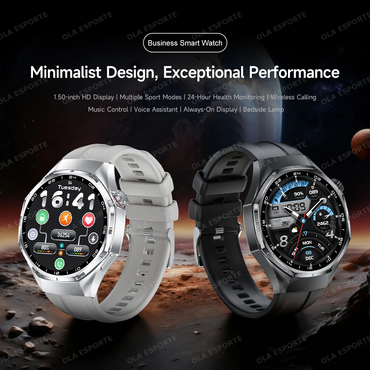 Danoz TechSmart Ola Esporte HW12 smart watch 1.5 inch round IPS Bluetooth 5.3 calls heart rate SpO2 sleep monitoring