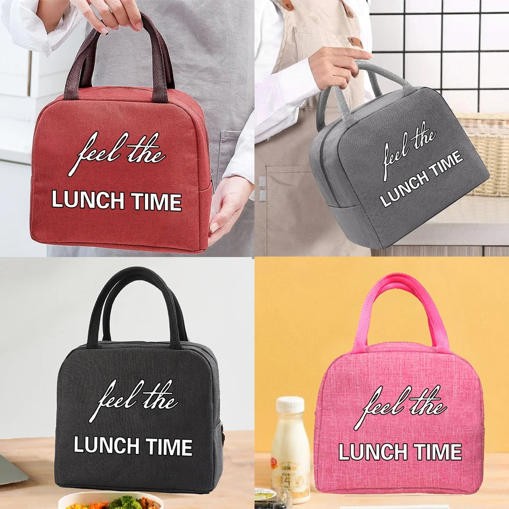 

Canvas Thermal Lunch Bag Handbags Women Bag for Picnics Office Travel Kids School Nurse Print Organizer Shopper Storage Bags