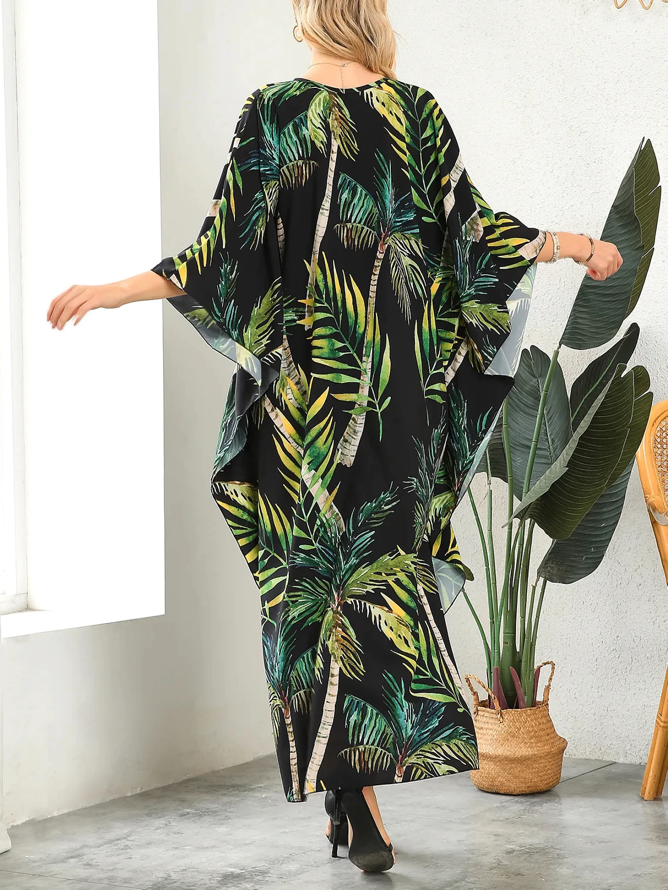 Kaftan Dress for Women,Plus Size Hawaiian Batwing Sleeve Beach Cover Up Summer Swimsuit Dresses
