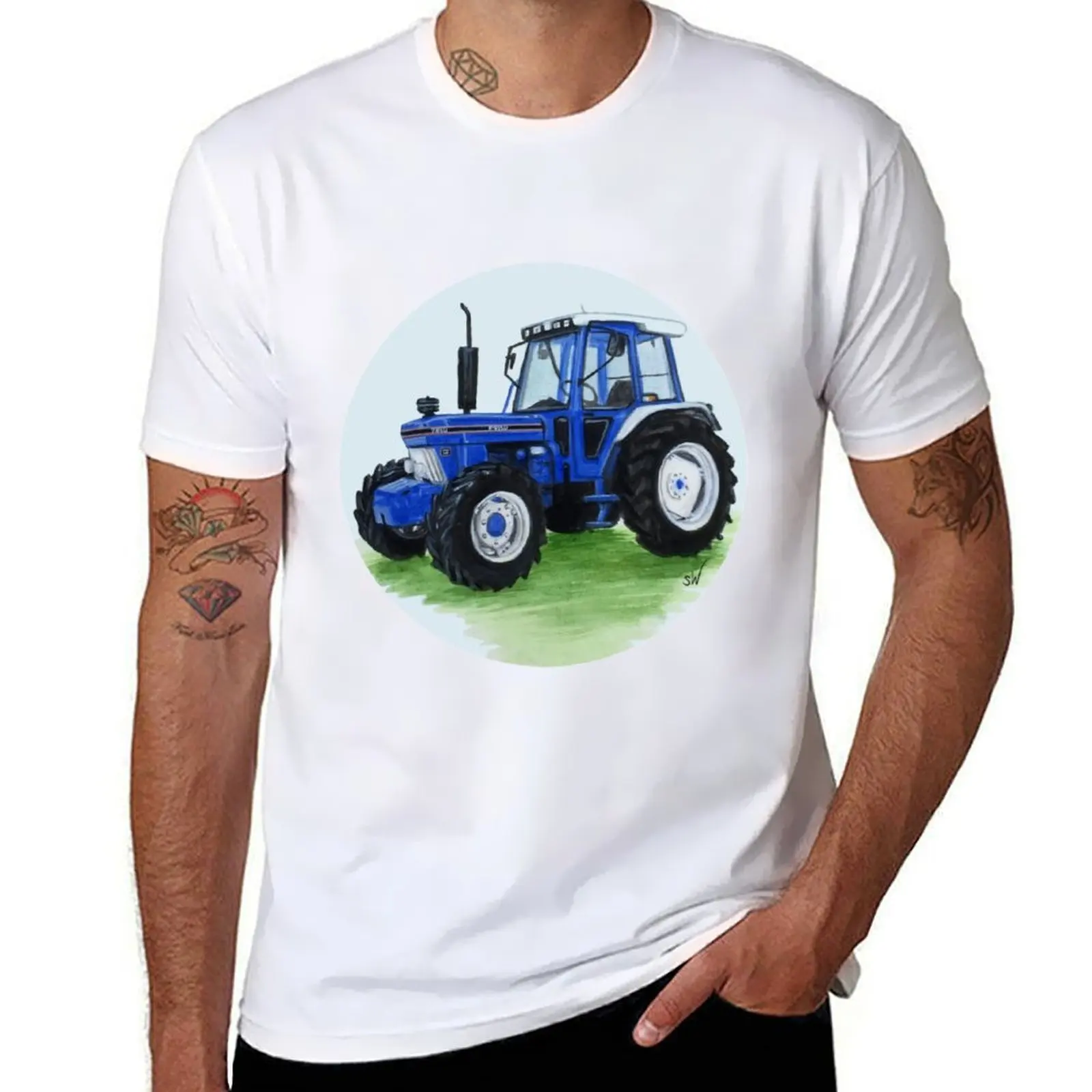 

Blue Classic Tractor T-Shirt man t shirt designer cotton t shirt pack T-Shirt