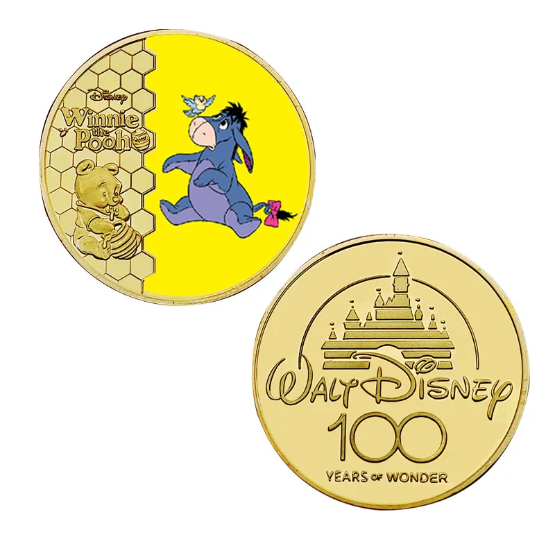 Disney Winnie The Pooh Commemorative Coin Action Anime Figures Eeyore Commemorative Coin Cartoon Toys Memorabilia Children Gifts