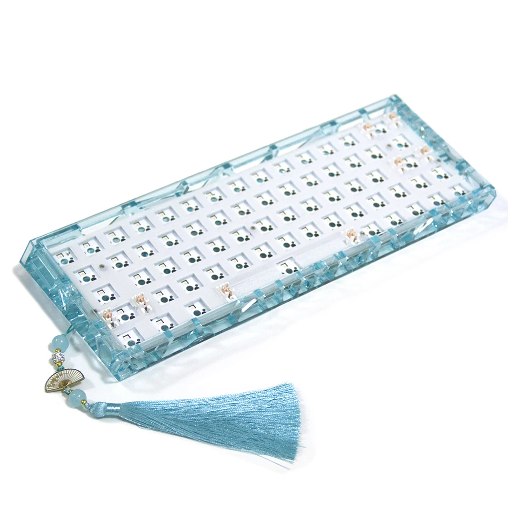 

Комплект клавиатуры VIA, 64 клавиши, RGB-подсветка, китайский стиль, синяя проводная механическая клавиатура, сделай сам, полая клавиатура NZ64, клавиатура с горячей заменой