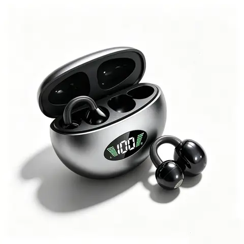 Wireless Clip-On Bluetooth Earbuds Premium HiFi Audio Sports Headphones Long Battery Life with Built-in Microphone