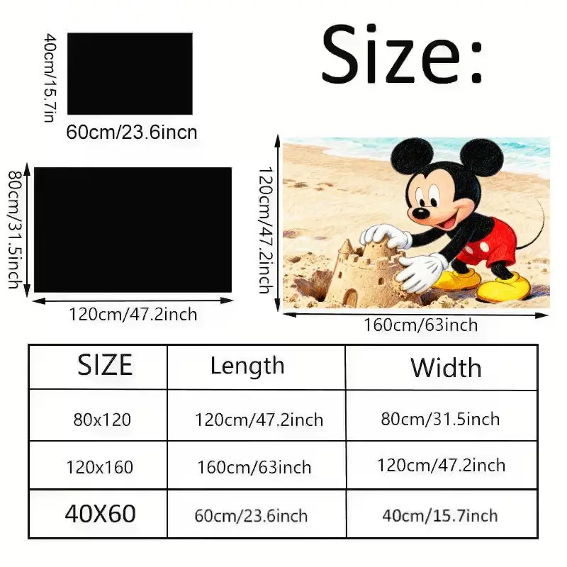 1 قطعة ديزني ميكي ماوس بناء ساند كاسل الشاطئ موضوع الكلمة حصيرة ، لطيف الكرتون 50x80 سنتيمتر (19.68x31.49 بوصة) عدم الانزلاق لينة امتصاص