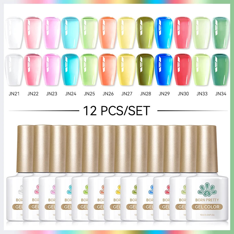 BORN PRETTY 10/12 pièces couleur Gel vernis à ongles ensemble Kits gelée couleur tremper UV LED Gel vernis conception manucure