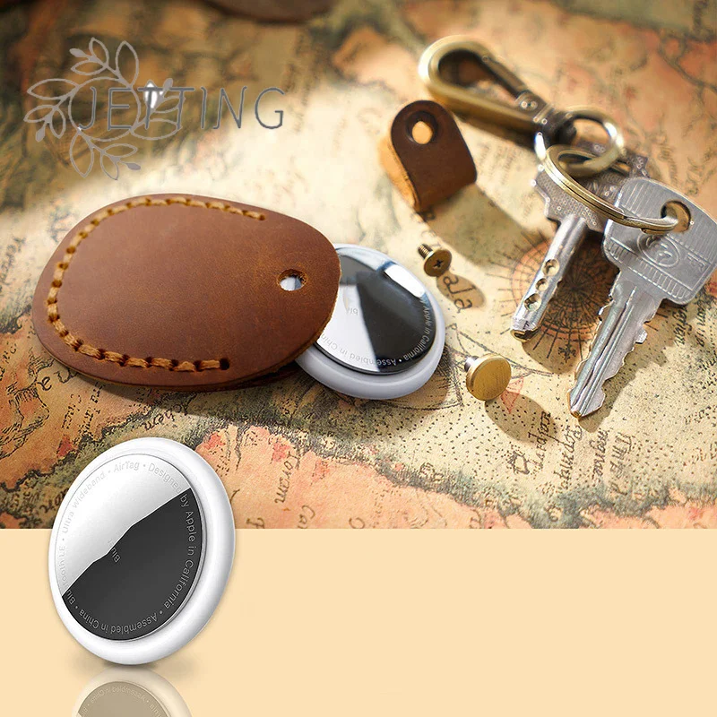 (SMTGDP11)Suitable For AirTag Leather Keychain CaseAirtag Locator Holster PU Access Card Case
