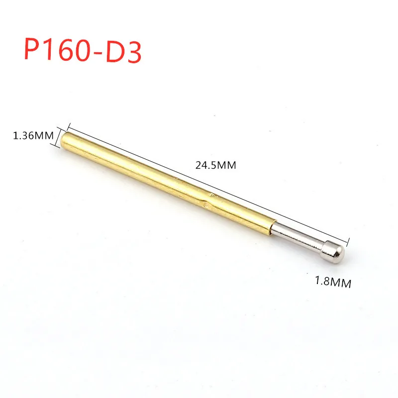 100PCS P160-D3 Big Round Head Spring Test Probe Needle Tube Outer Diameter 1.36mm Total Length 24.5mm PCB Probe