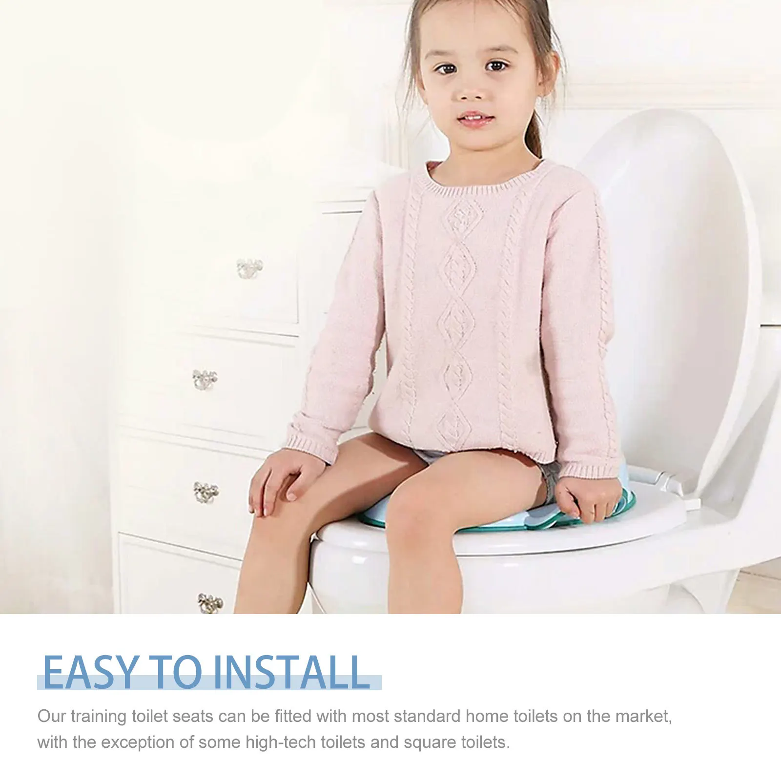 مقعد تدريب الطفل على استخدام المرحاض، مقابض مريحة مبطنة للظهر ومضادة للرذاذ لحلقات مدرب المرحاض من عمر 1 إلى 7 سنوات