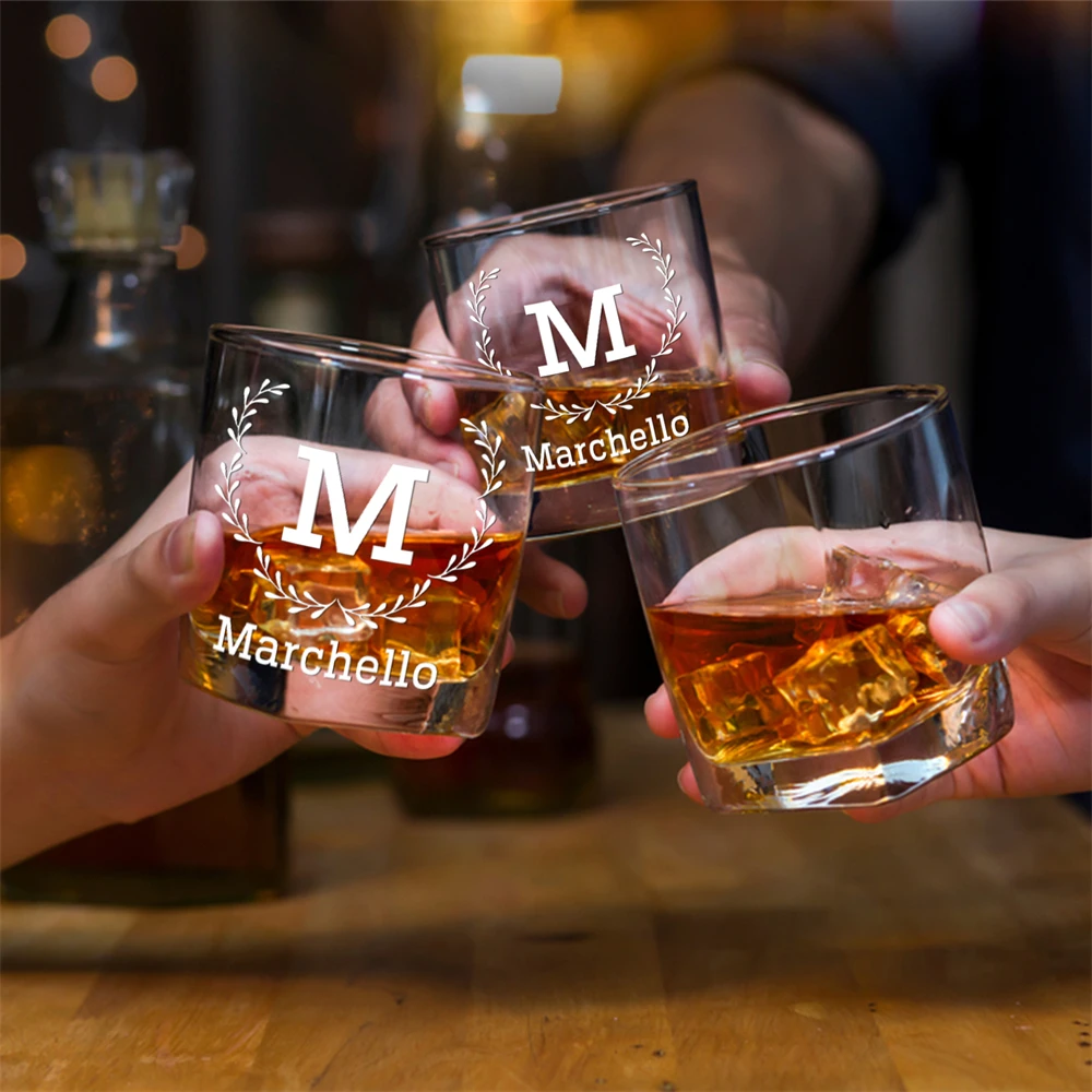 Bicchiere da whisky personalizzato regali personalizzati per uomo nome inciso tazza da Cocktail Idea regalo per papà padre fratello figlio adulto