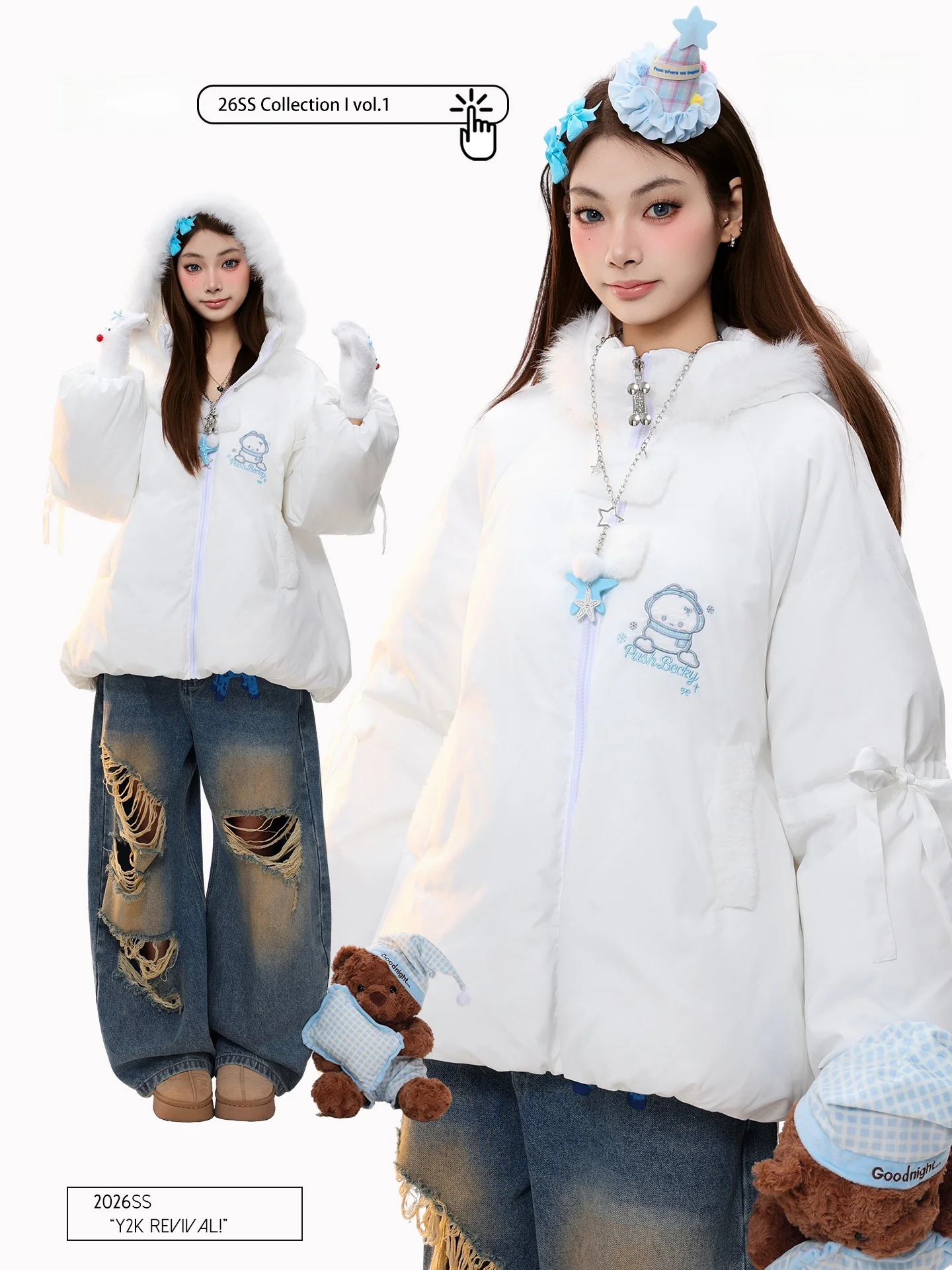 

Женское хлопковое пальто PBB Sweet Sle с капюшоном и меховым воротником, теплое белое зимнее пальто с наполнителем из полиэфирного волокна