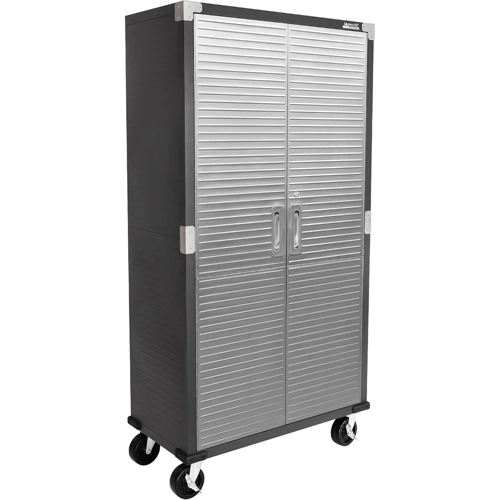 

UltraHD Solid Steel Rolling Lockable Metal Storage Cabinet Locker Organizer, w/Adjustable Shelves for Garage