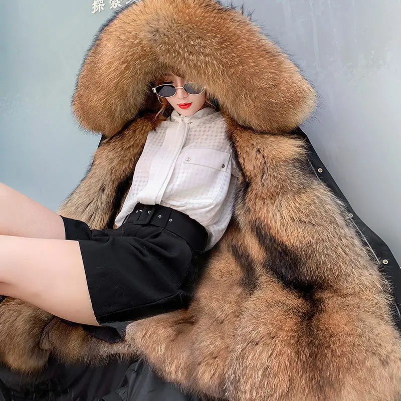 Jaket Bulu Imitasi Wanita Model Hoodie Longgar Lengan Panjang dengan Ritsleting dan Kancing, Jaket Streetwear Berbulu Panjang Sedang untuk Musim Gugur dan Musim Dingin