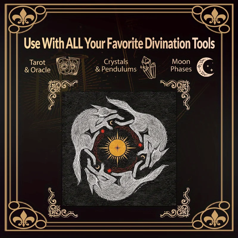 

VIKAMA Tarot Tablecloth, Mysterious Astronomy Celestial Symbols, Gothic Astrology Divination Tablecloth Altarpiece Table Decor