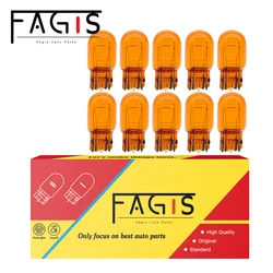 Fagis-lámpara halógena de cristal ámbar Natural para coche, luz de freno, intermitente, 10 piezas, T20, 7440, 7443, WY21W, WY21/5W, 12V, 21/5W