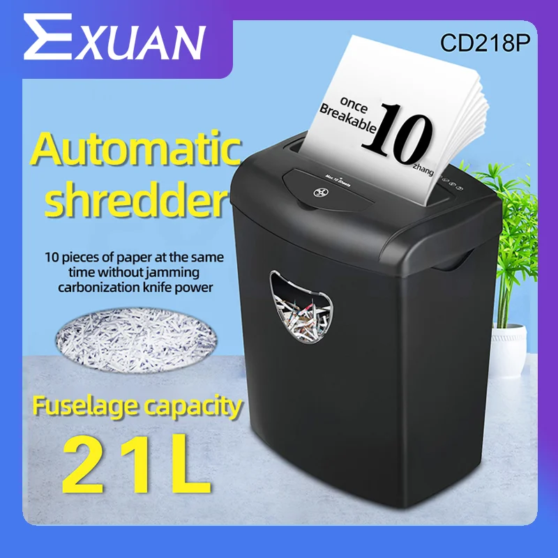 10per session Confidential Paper Shredder 220V Office Home Paper Shredder 21L Automatic Mute Shredder  4 * 39mm  Paper Shredder