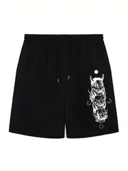 Summer Men's Casual Japanese Anime Printed Pocket Pleated Sports Shorts