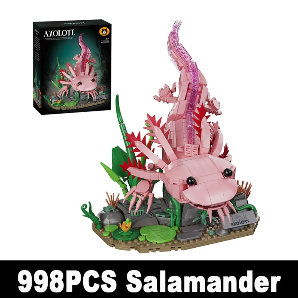 

33110 Набор строительных блоков из 998 деталей: Мексиканский аксолотль. Развивающая творческая игрушка-конструктор для декора рабочего стола. Подарок для детей.