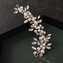 Bridal Rhinestone Pearl Wedding Dress Prom Accessories Princess Flower Hair Bands For Women