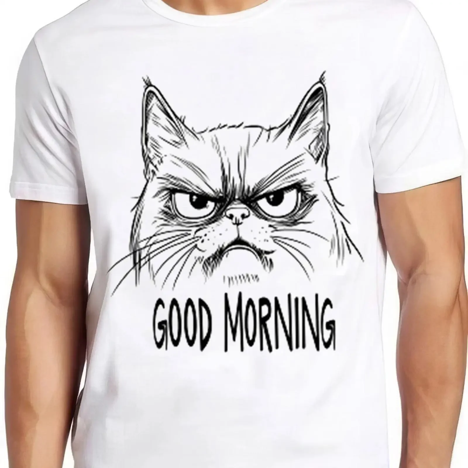Unimpressed Cat Good Morning Kitten Meow Pet Design Funny T Shirt 2524 vintage Washed streetwear graphic Stylish Comfortable