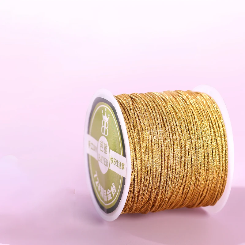 One Roll 0.8/1mm Gold Nylon Thread Chinese Knot Macrame Cord Bracelets Braided String For DIY Tassels Beading Shamballa String