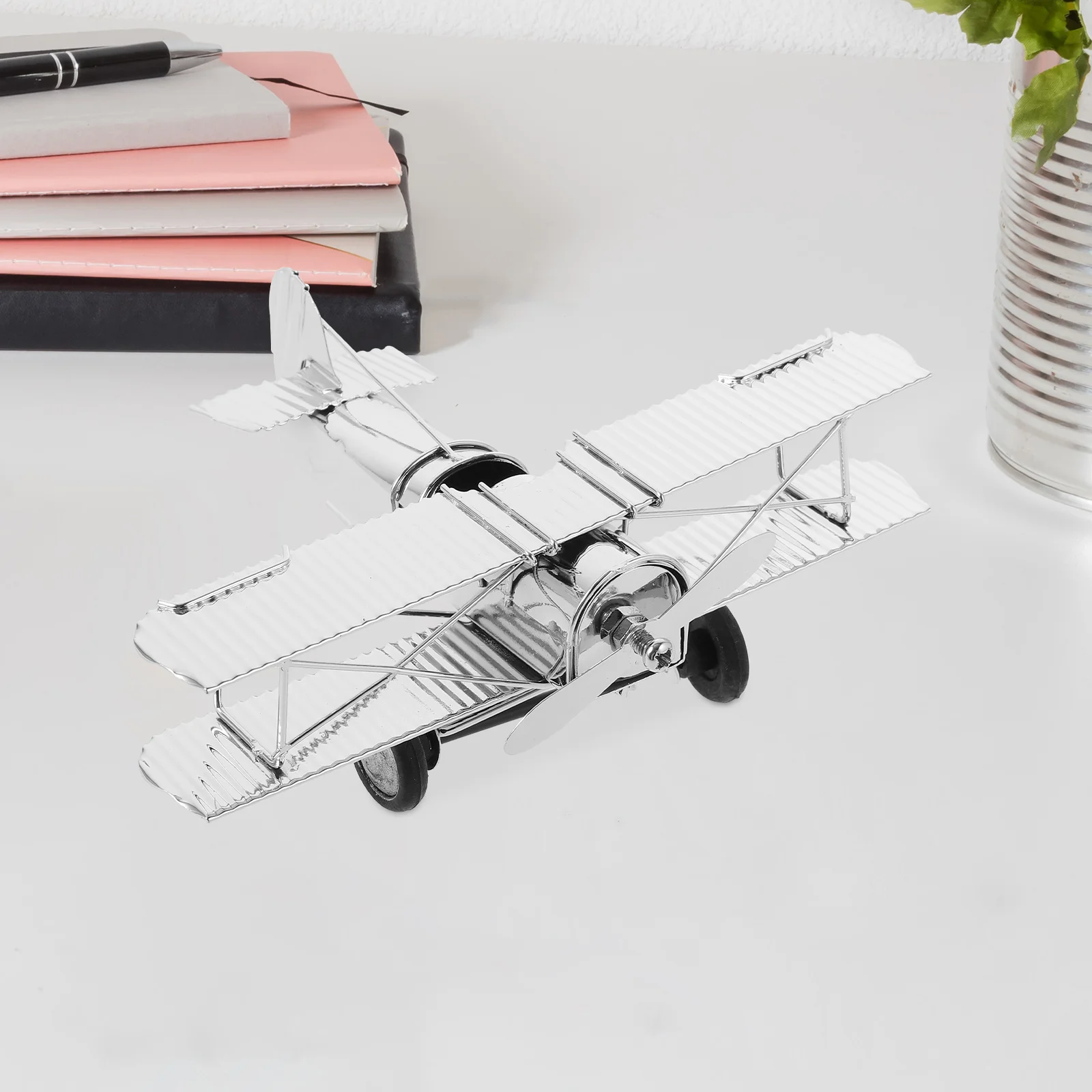 Airplane Model Metal Ornament Vintage Decor Home Wrought Iron Planes Silver Room Child