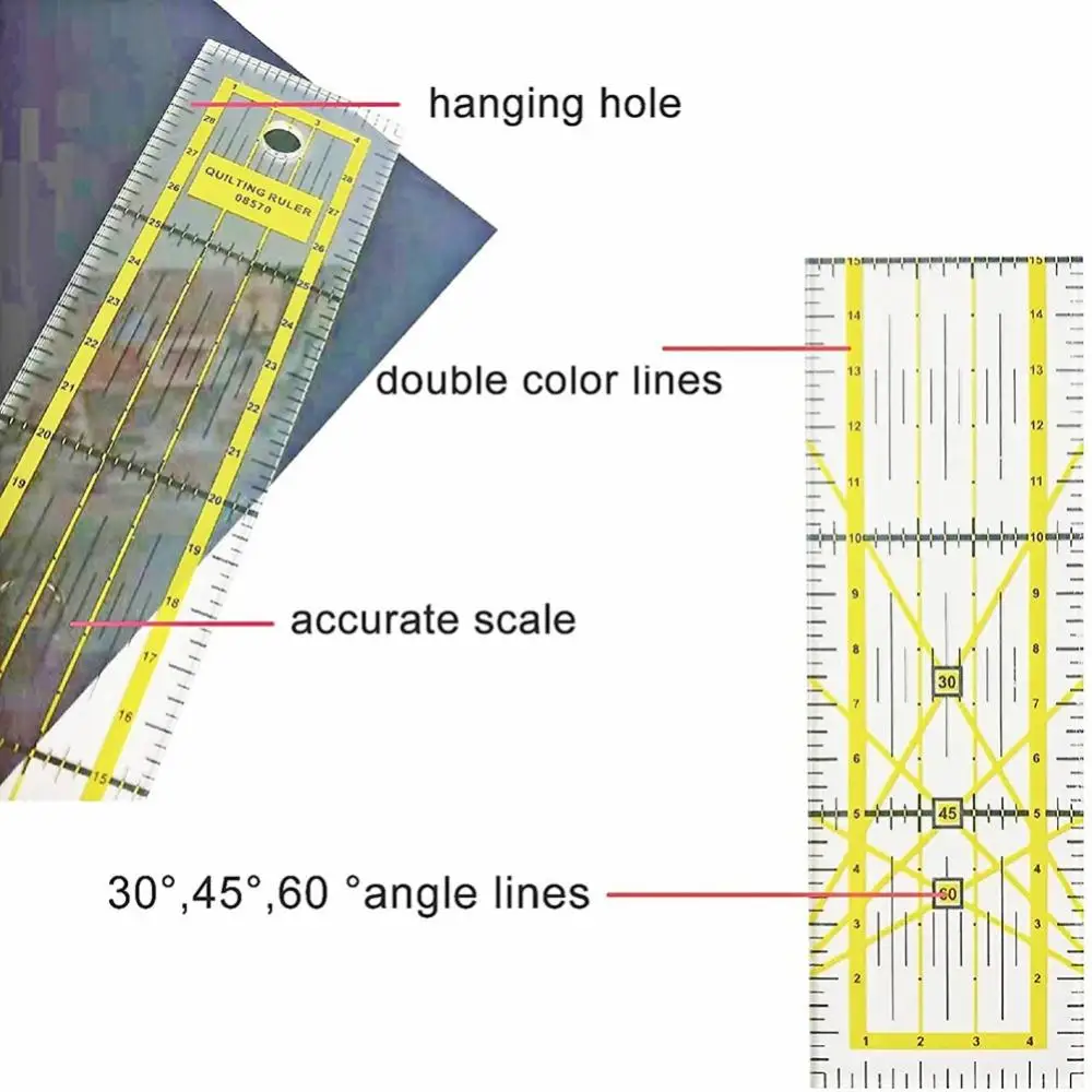 5X30cm Metric Acrylic Patchwork Ruler Transparent Fabric Cutting Ruler Tailor Patchwork Craft Grid Lines DIY Sewing Ruler