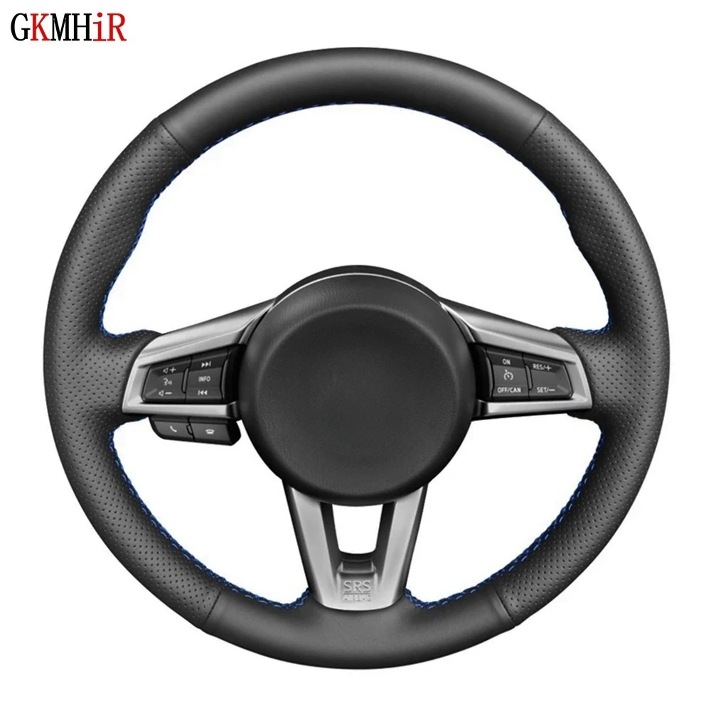 DIY Hand-Stitched Non-slip Black Artificial Leather Car Steering Wheel Cover For Mazda MX5 MX-5 2016 2017 2018 2019 2020