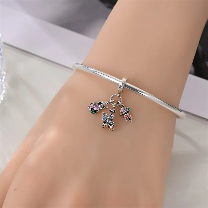 925 Sterling Silver Paris Rainy Season Charms Pendant Fit Original Bracelet DIY Women Valentine'S Day Jewelry Gift