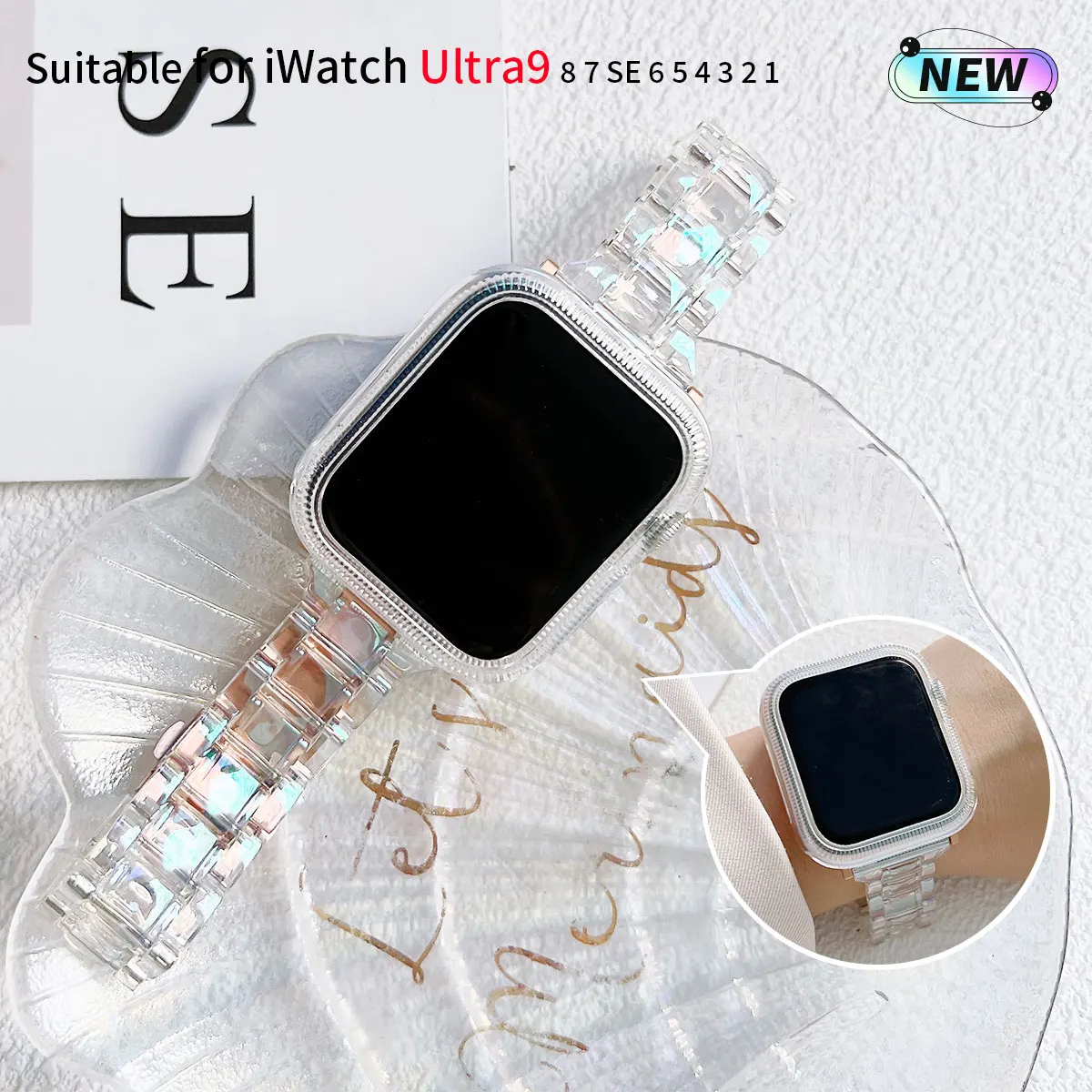 

Electroplated light color change set for Apple Watch model 44/45/41/40/49/42/38mm strap, simple fashion for iwatch series 987654