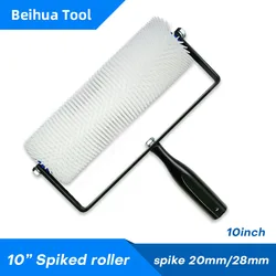 Brosse à rouleau à pointes auto-nivelant, outils de ciment, rouleau à pointes en plastique pour élection, peinture de sol xy, hauteur de pointe 20mm, 28mm, 25cm, 10 po